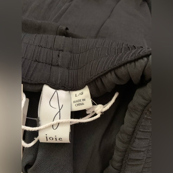 JOIE Black Wide Leg Pleated Satin Pants - Picture 11 of 13